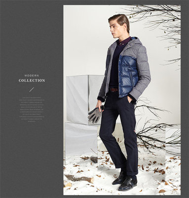 FAIRWHALEJEANS 馬克華菲 馬克華菲羽絨服 冬裝新款男修身拼接連帽短款羽絨服外套 047深藍色 男羽絨服 男式 7144157247047 - FAIRWHALEJEANS 馬克華菲正品特賣 - 好樂買限時特賣